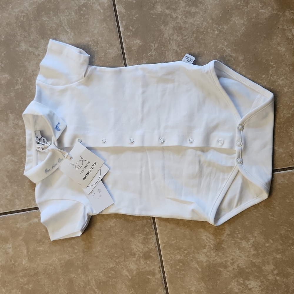 B.S. white collar bodysuit with dolphin